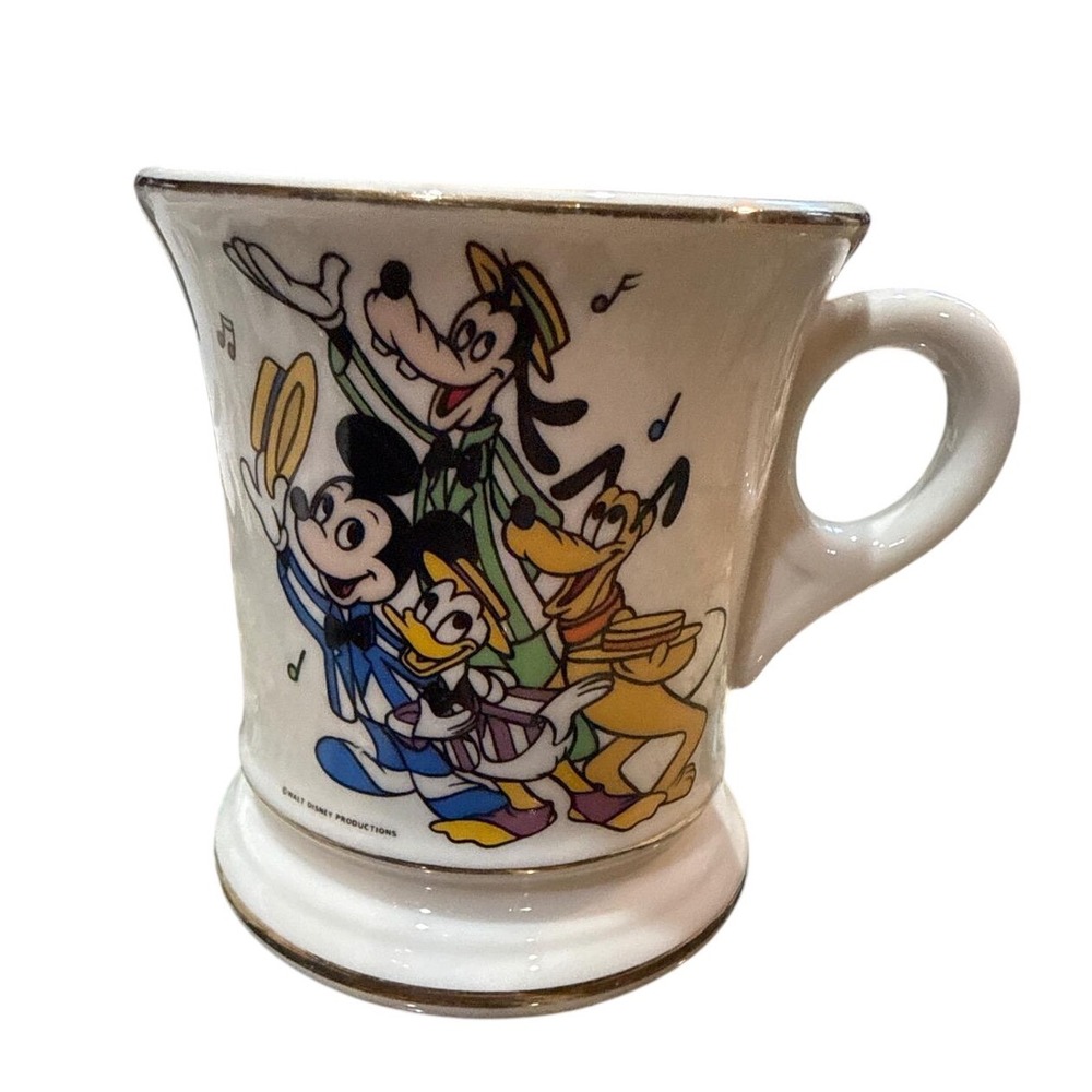 Vintage 1957 Disney Mustache Mug Mickey Donald Goofy‎ Pluto  Dapper Dans Quartet